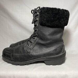 Ecco Black Leather shearling trim water repellent Boots size 41 unisex
